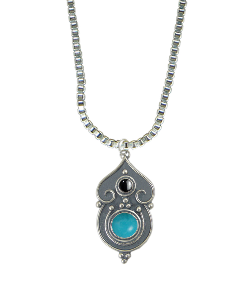 Sterling Silver Necklace Turquoise And Hematite